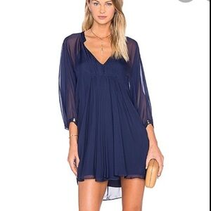 NWT Diane Von Furstenberg Fleurette silk kaftan navy blue elegant cocktail dress